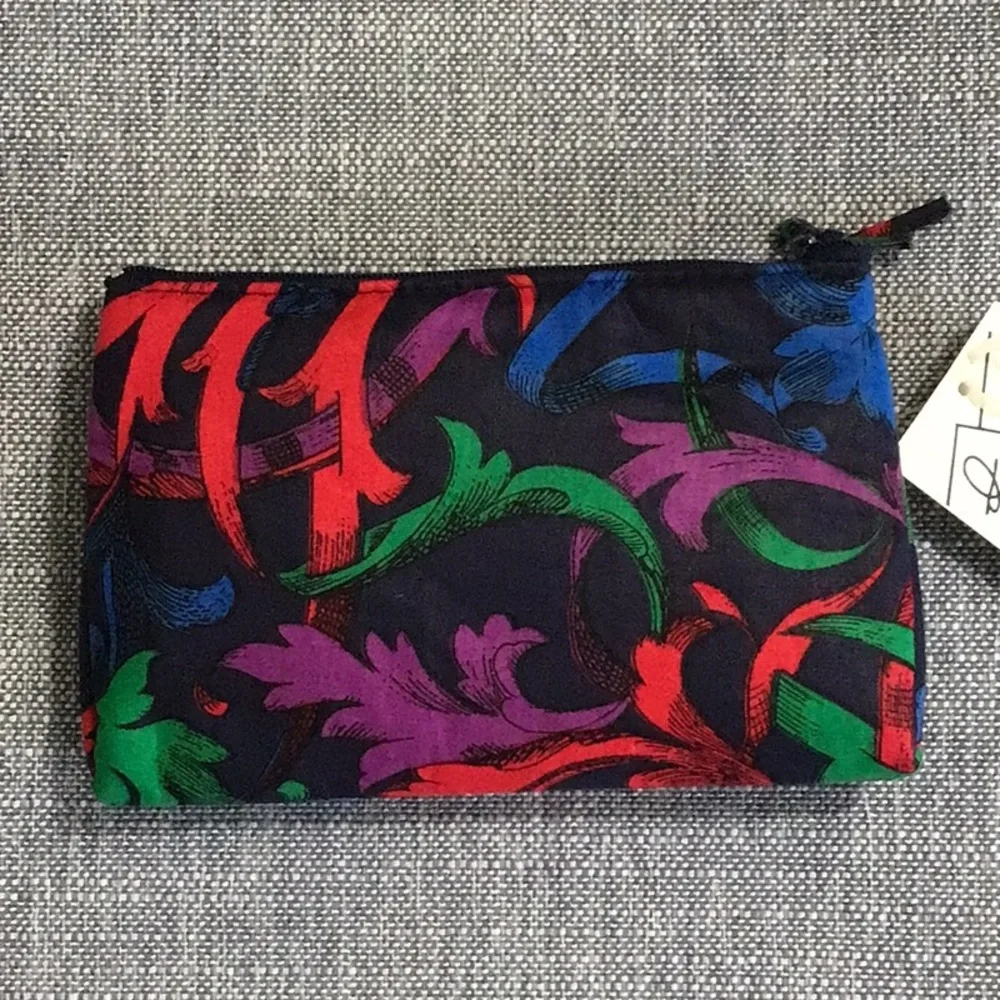 Vintage DVF Cosmetic Bag Pouch Makeup Fabric Zippers Pockets Deadstock